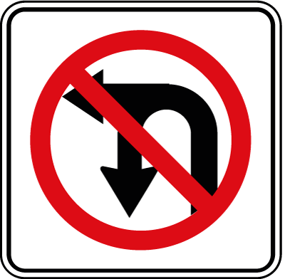No Left Turn oder U Turn Schild in den USA