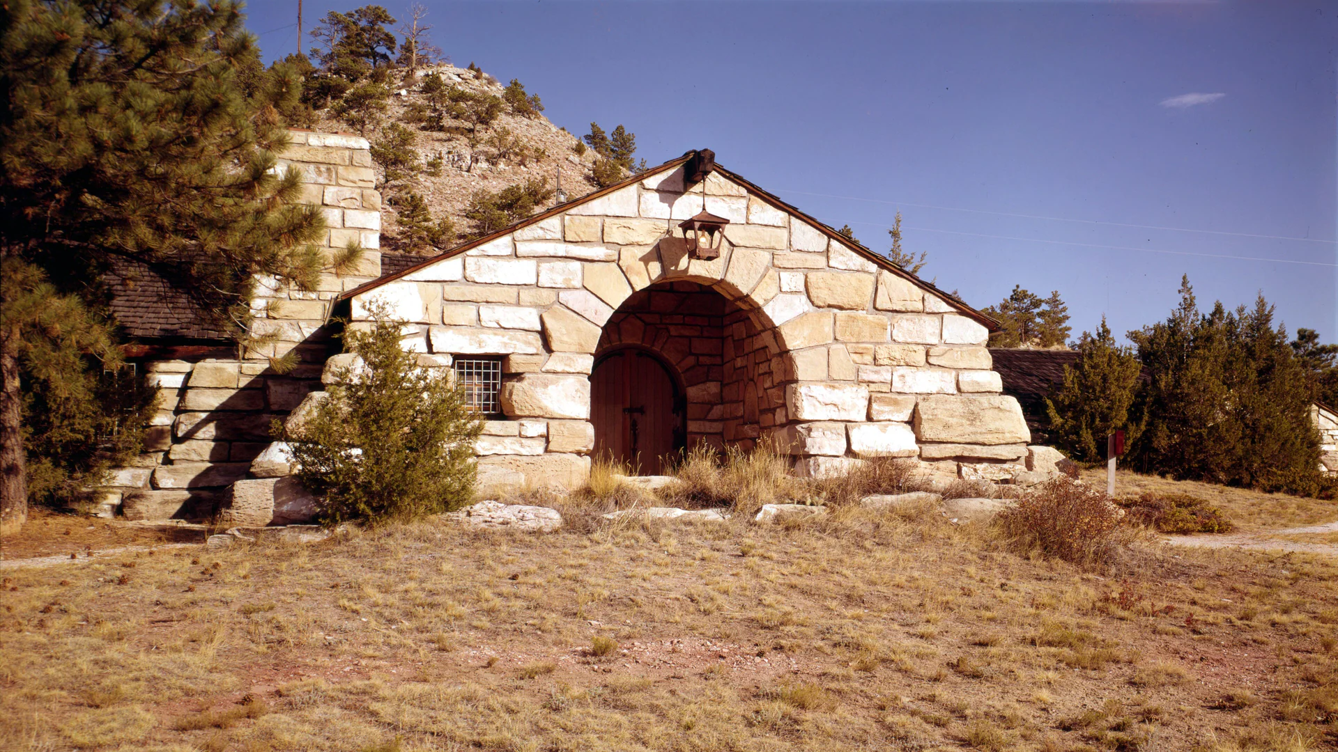 Historisches steinernes Guernsey State Park Museum aus der Zeit des Civilian Conservation Corps