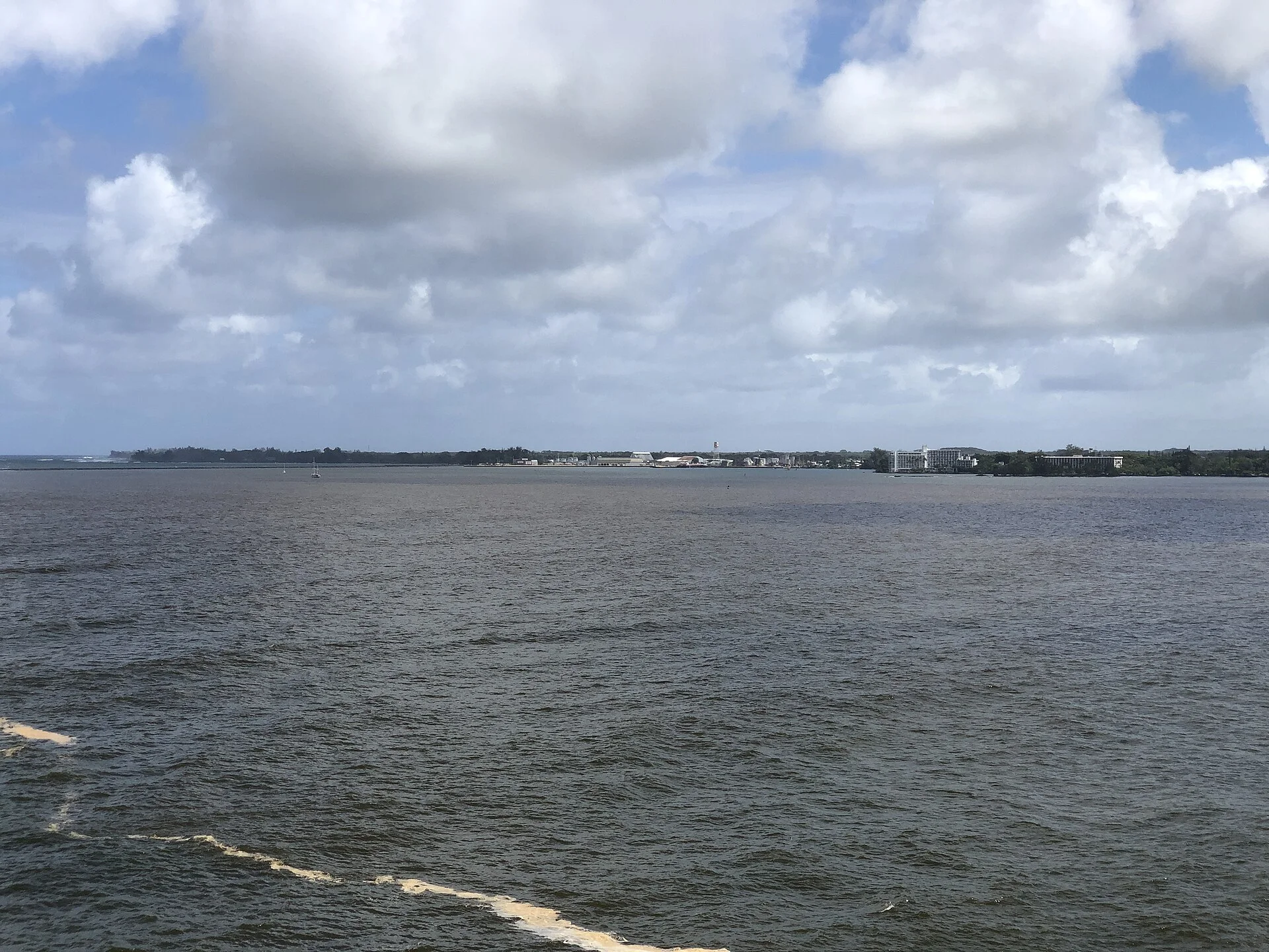 View southeast across Hilo Bay towards Hilo from Wainaku, Hawaii County, Hawaii