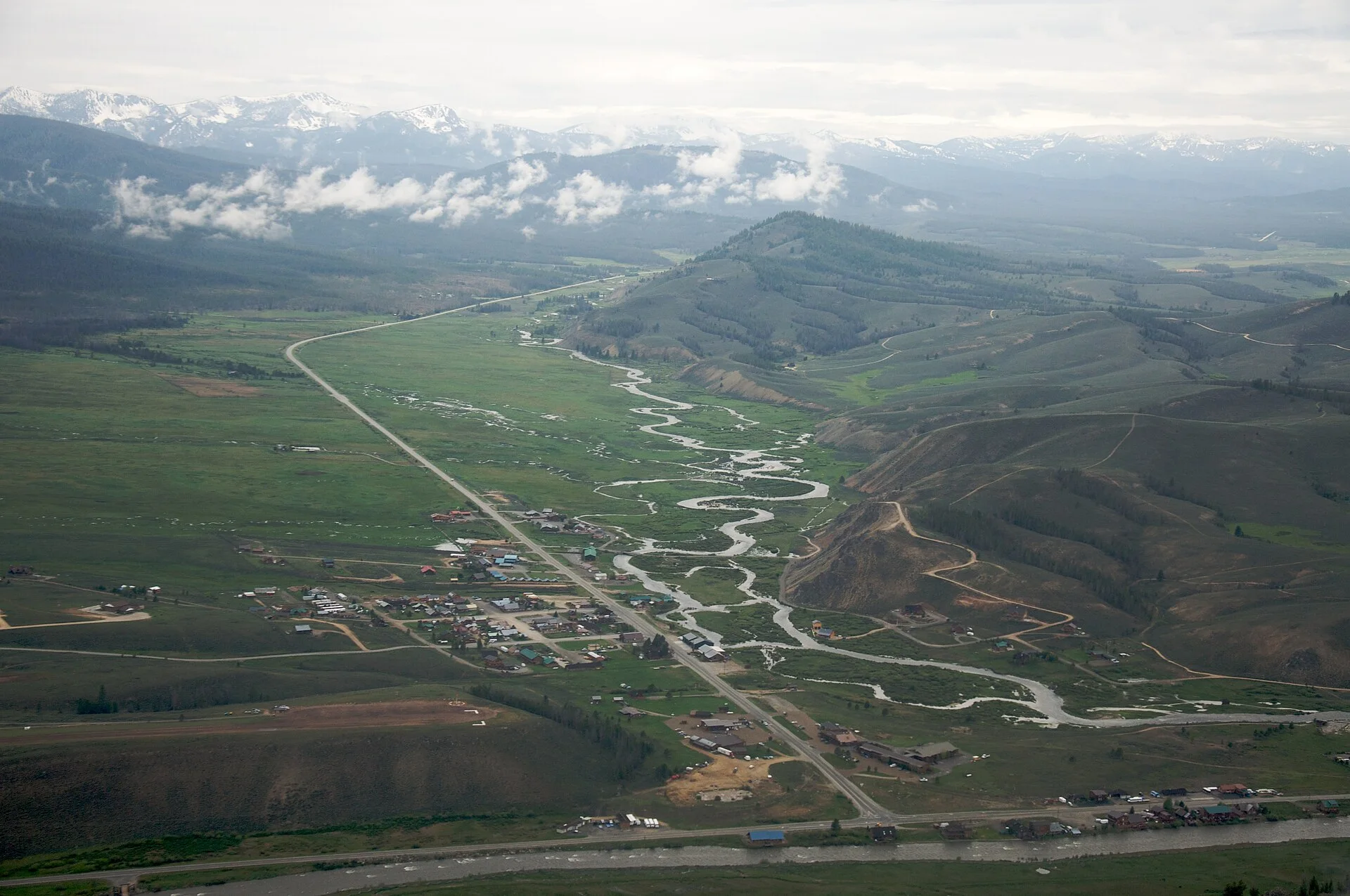 Aerial view of Stanley, Idaho, United States