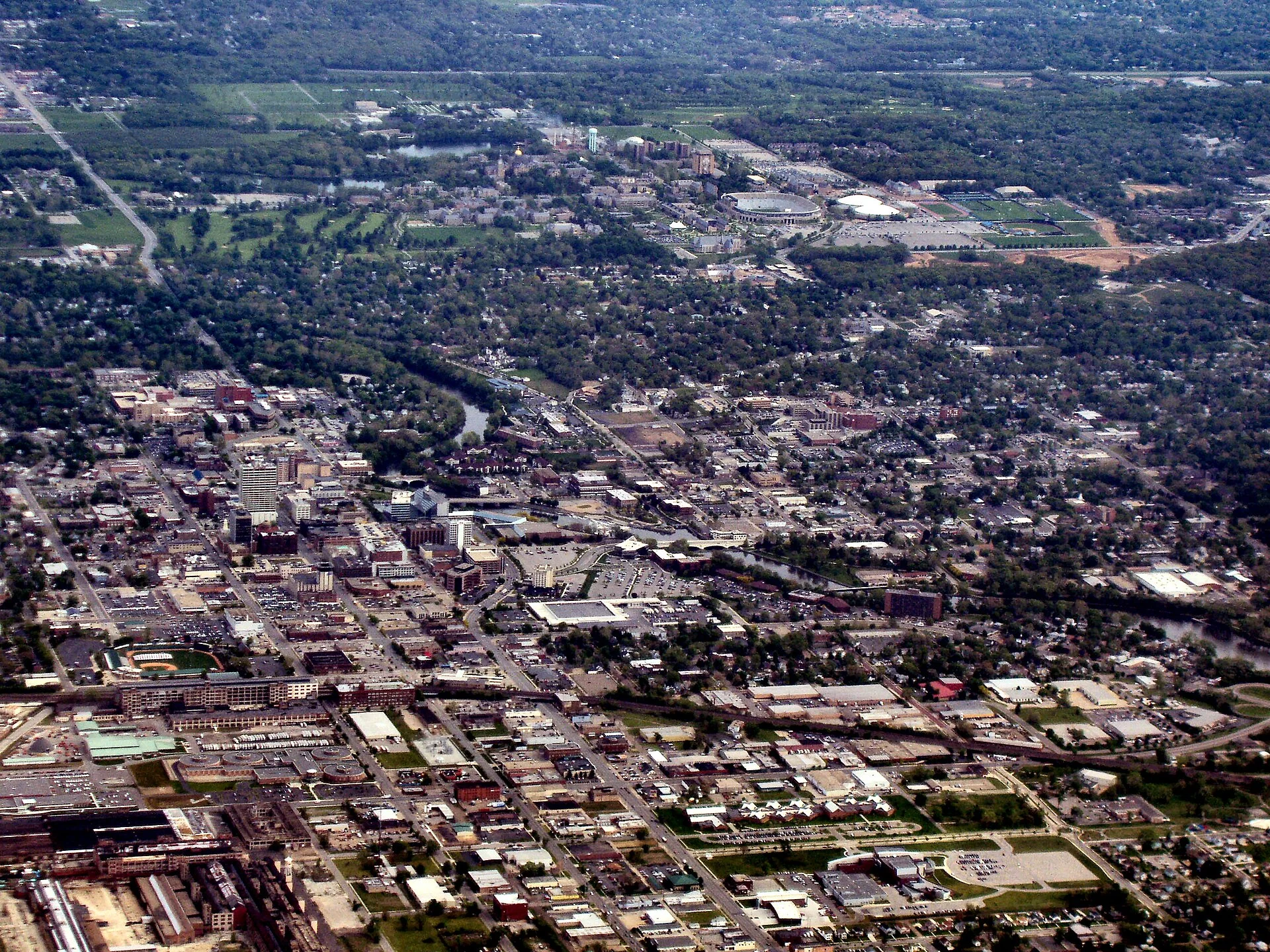 Blick über Downtown South Bend, Indiana