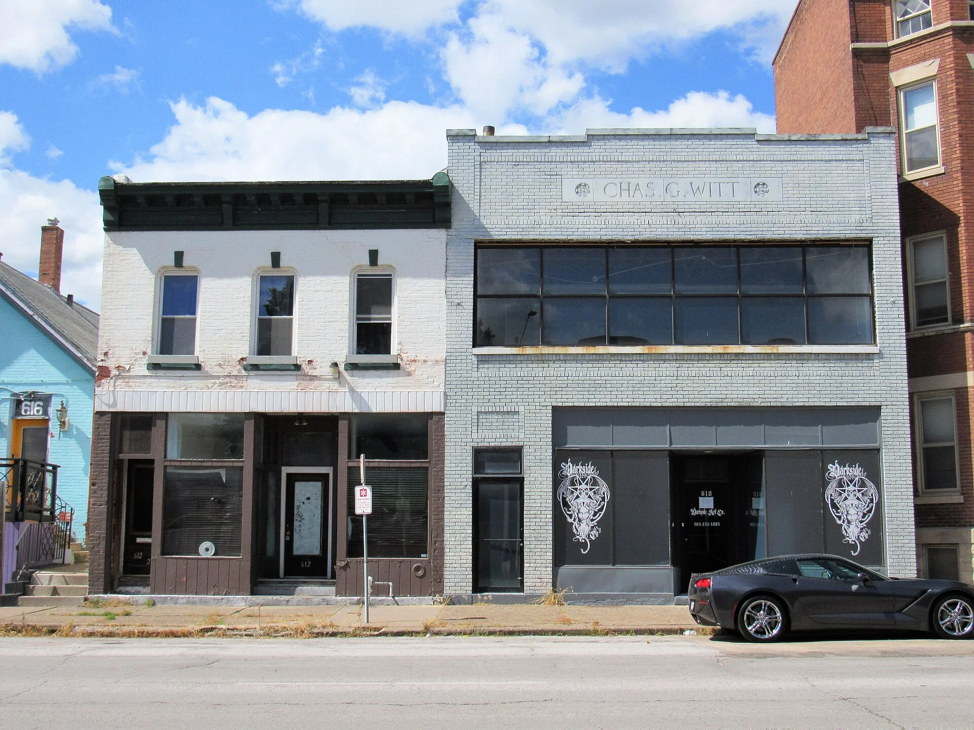 Two brick commercial buildings in the West Third Street Historic District, Davenport, Iowa.