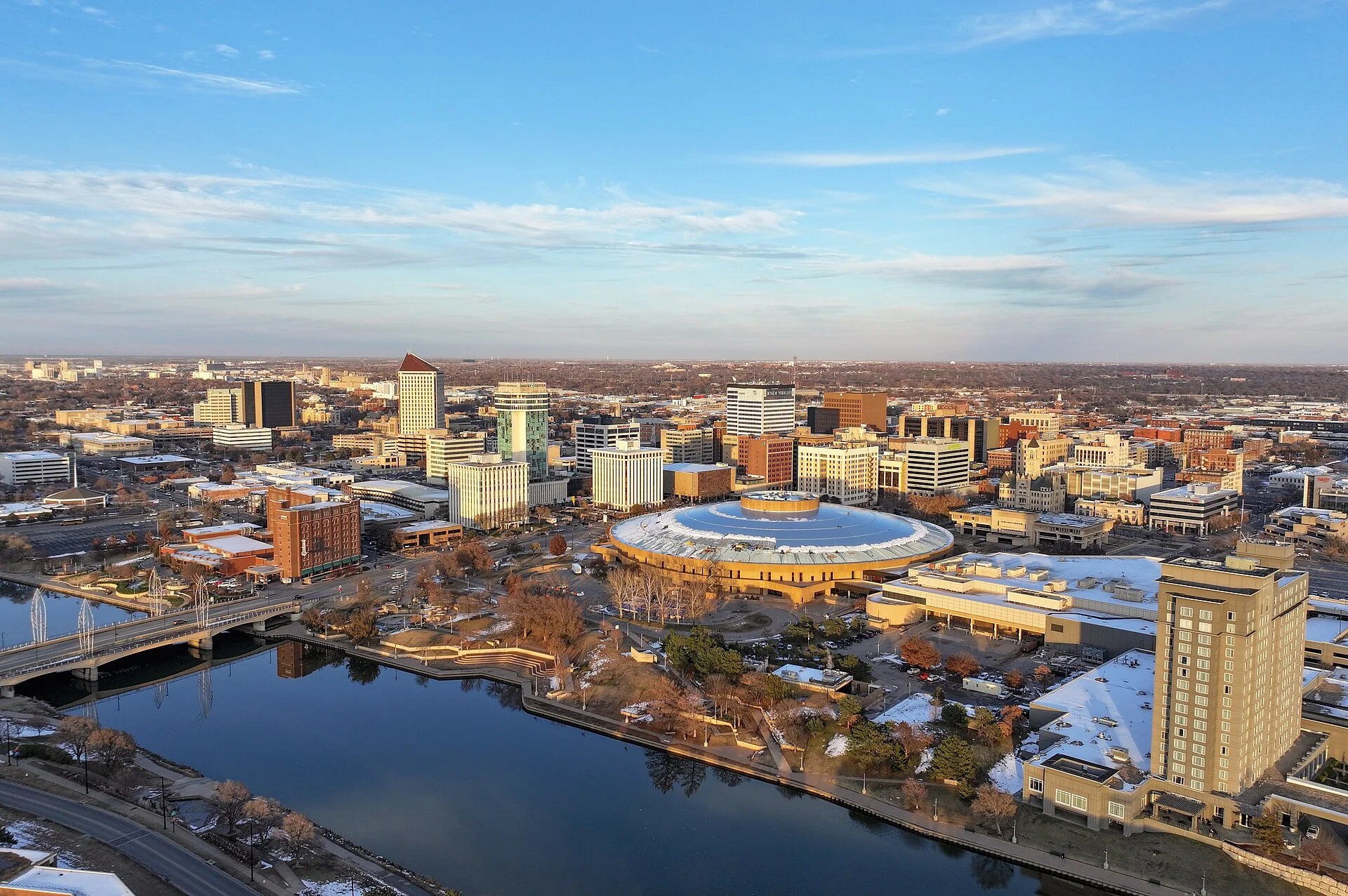 Wichita, Kansas skyline aerial view