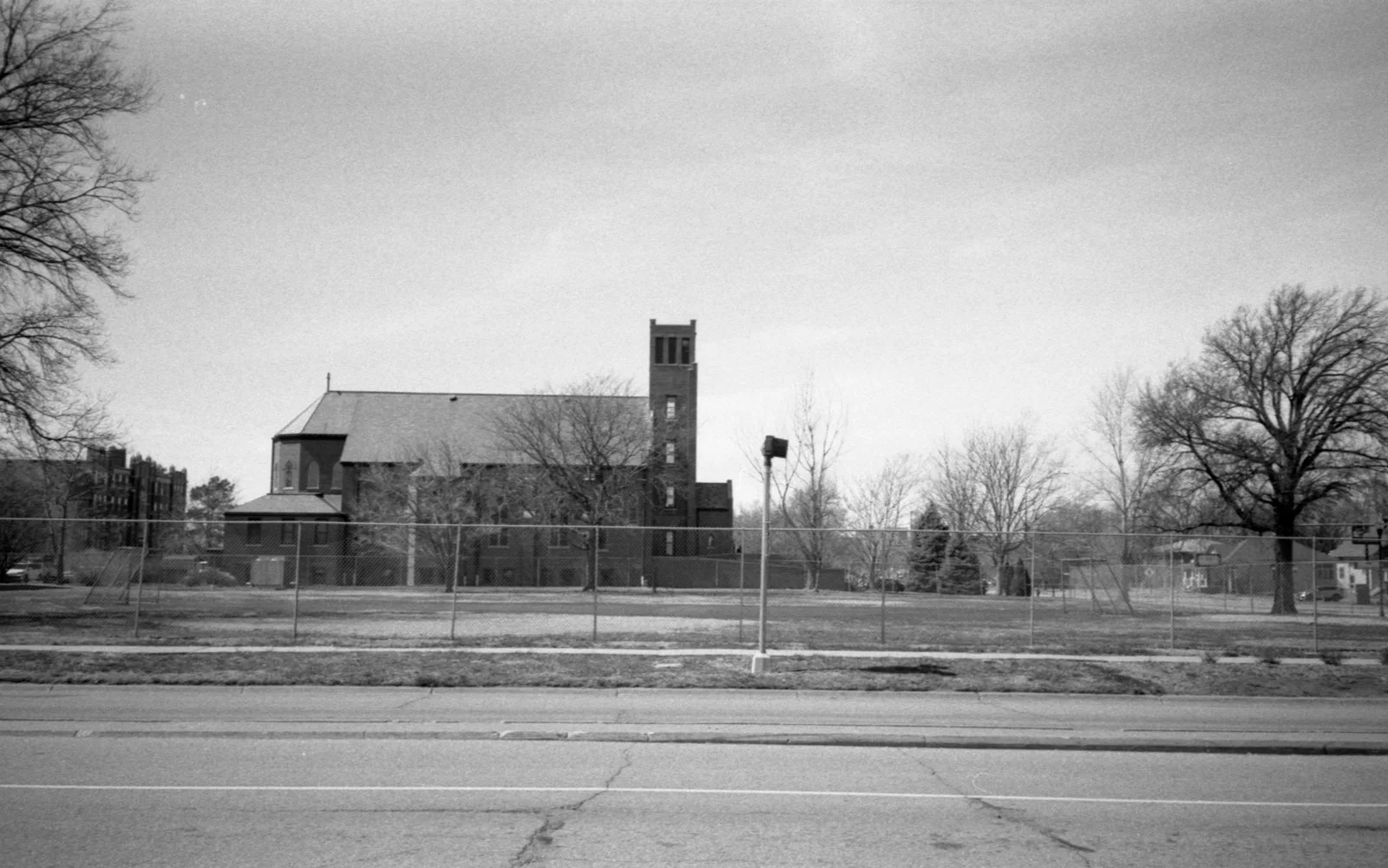 a building with a fence around it