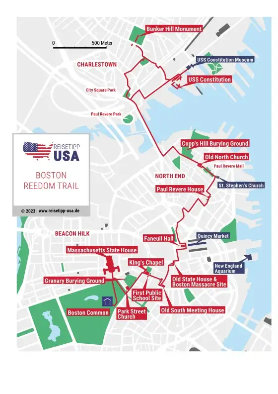 Karte des Boston Freedom Trail