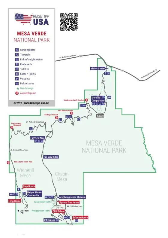 Karte des Mesa Verde National Park