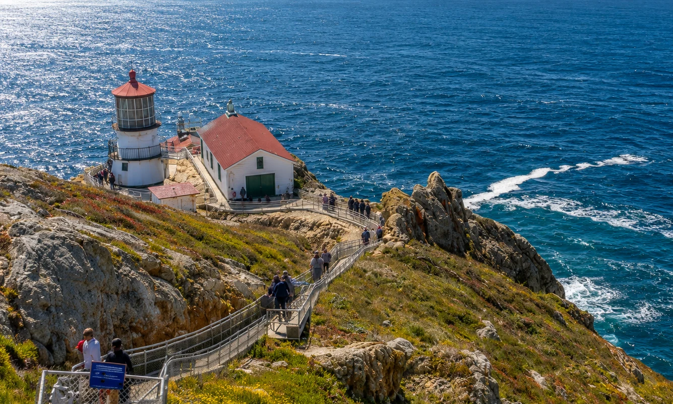 Point Reyes Lighthouse an der felsigen Pazifikküste