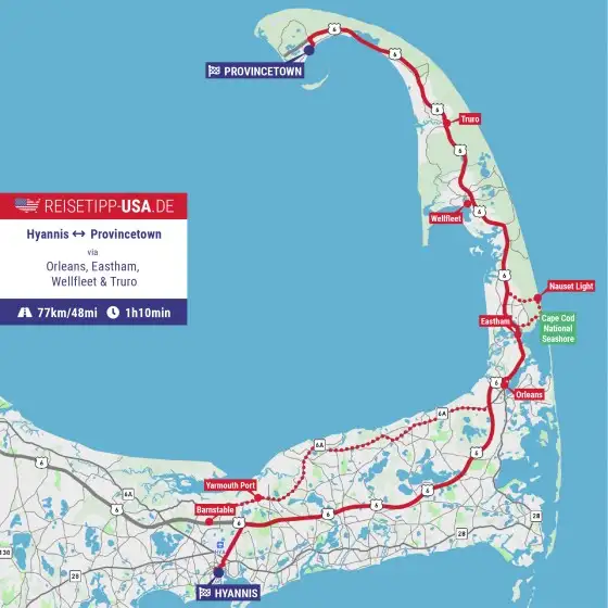 Streckenabschnitt Hyannis nach Provincetown